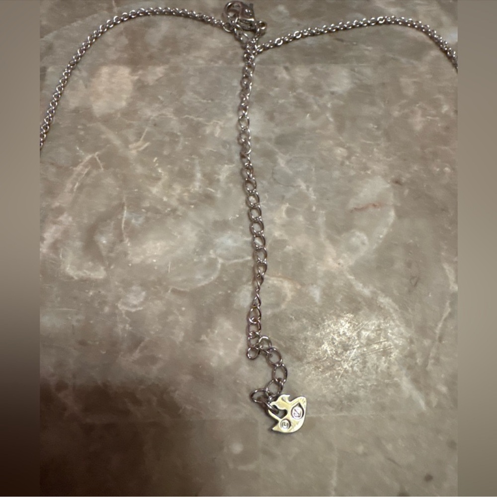 Swarovski Silver Necklace with Blue and Clear Crystal Flower - Picture 6 of 7